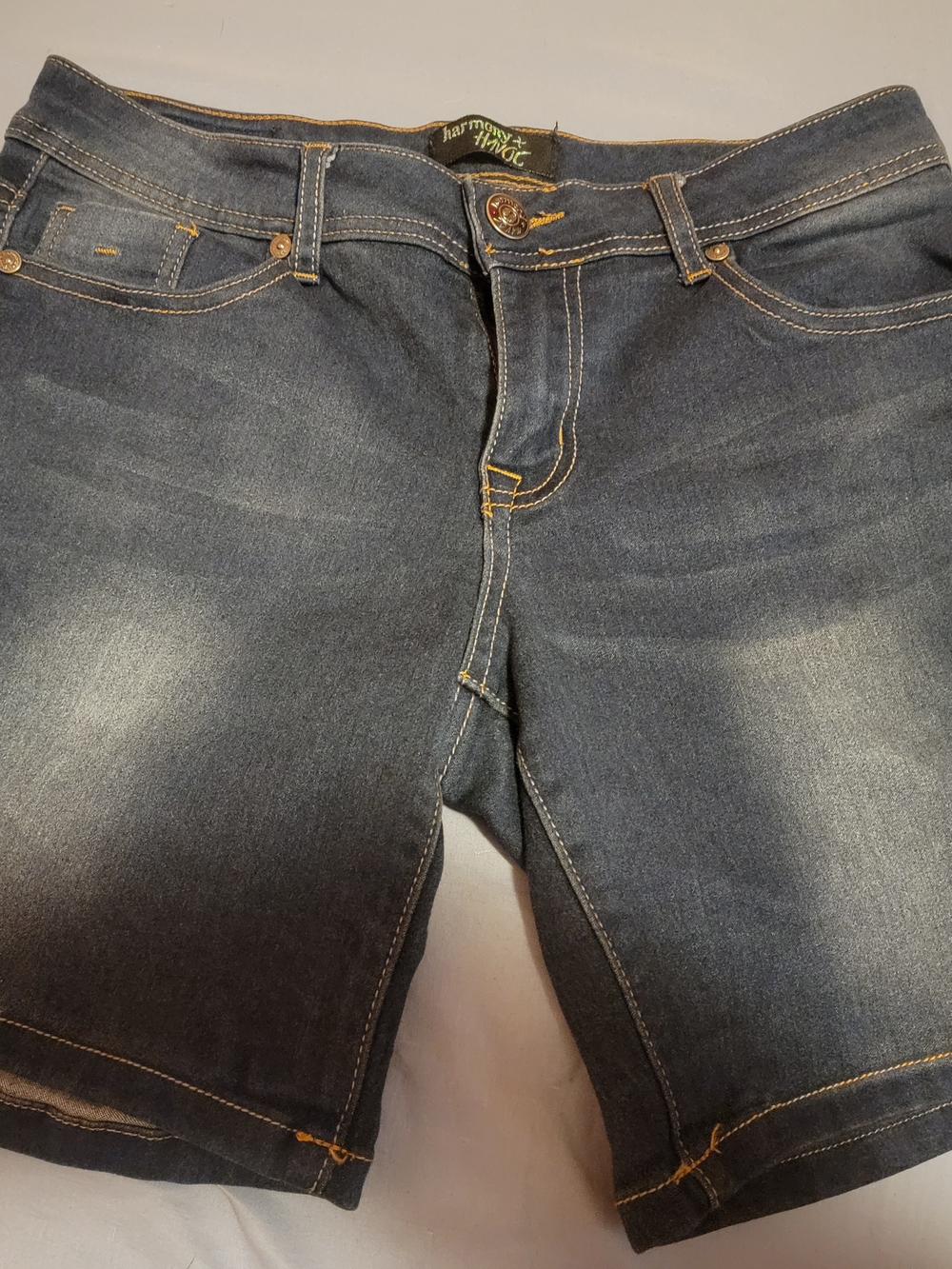 Harmony & Hype Women's Mid-Rise Blue Denim Jean Shorts